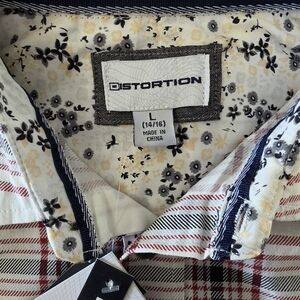 Distortion Boys Red Plaid Button-Down Shirt - L (14/16)